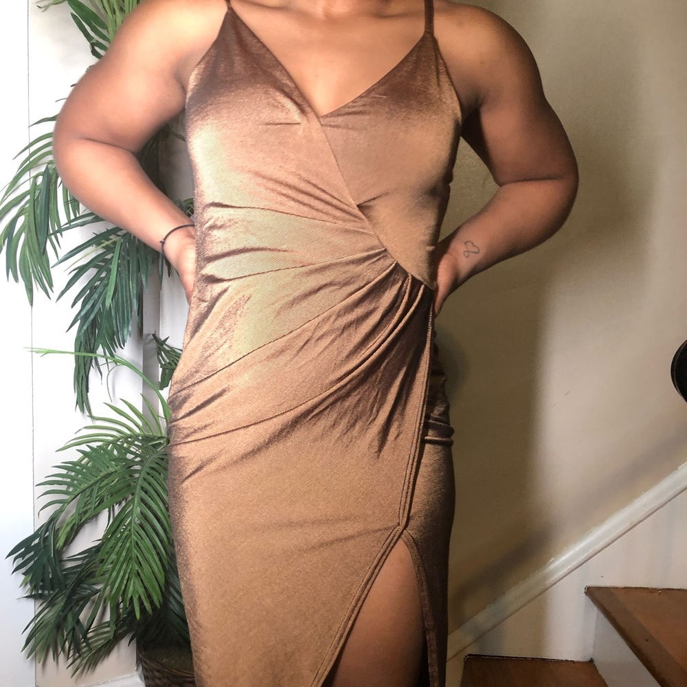Brown Ruched Dress